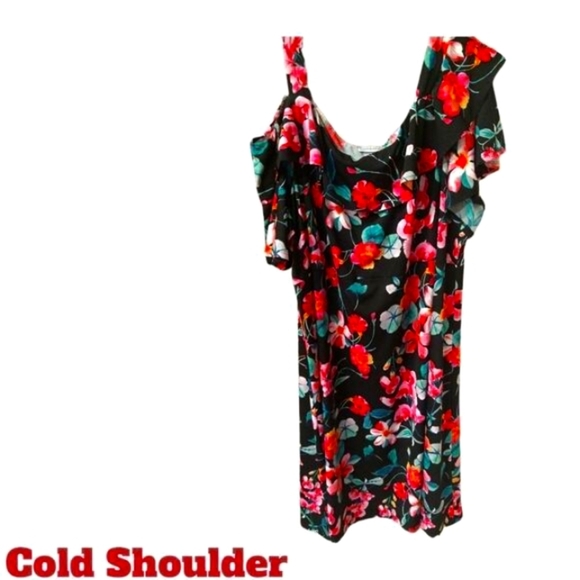 CATHERINE'S New Plus size cold shoulder floral midi dress - Picture 6 of 9